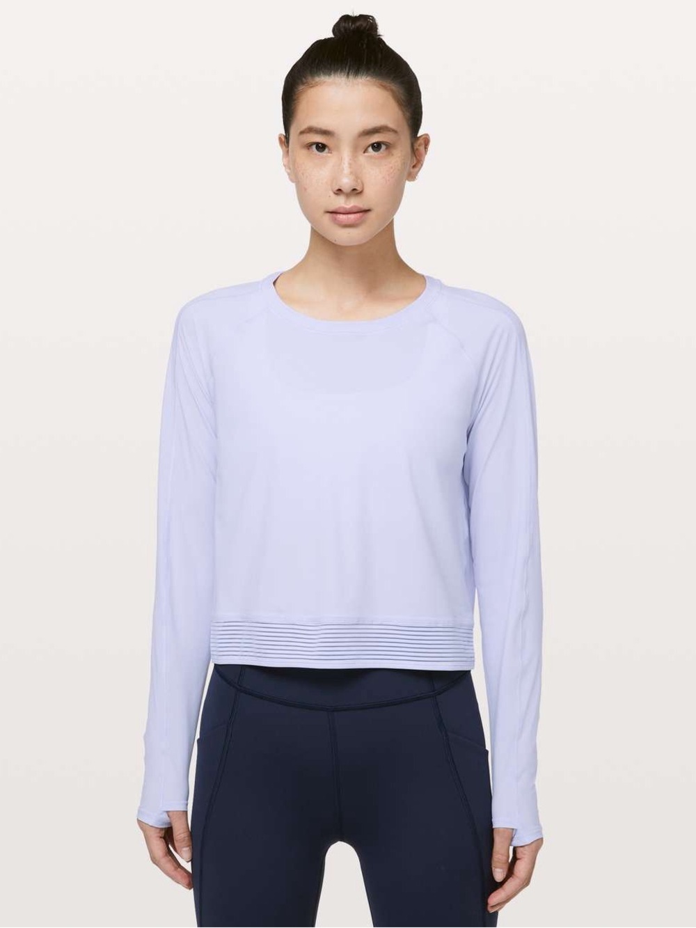 Lululemon Stripe In Stride Long Sleeve Serene Blue Women Size M